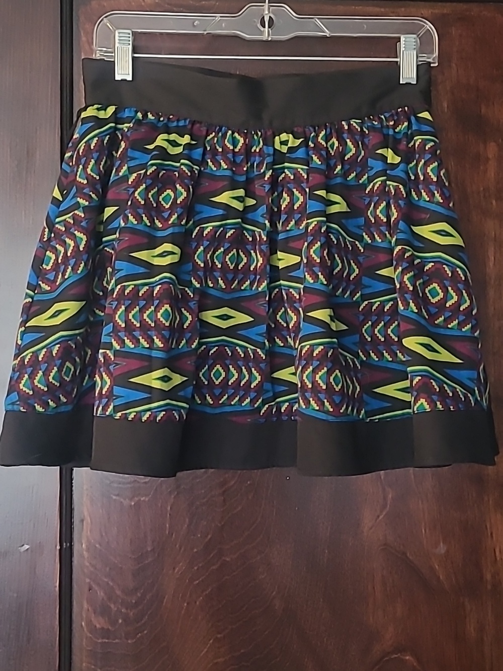 Forever 21 Neon Aztec-Print Circle Skirt with Black Trim
